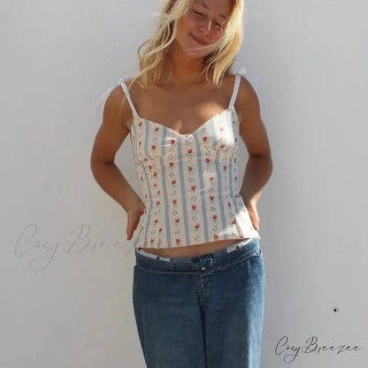 Floral Lace Frill Crop Top croptop-250223
