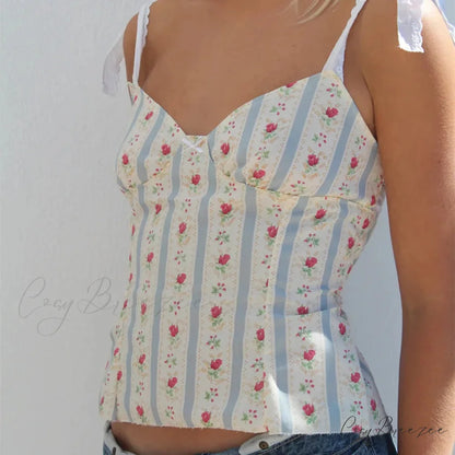 Floral Lace Frill Crop Top croptop-250223