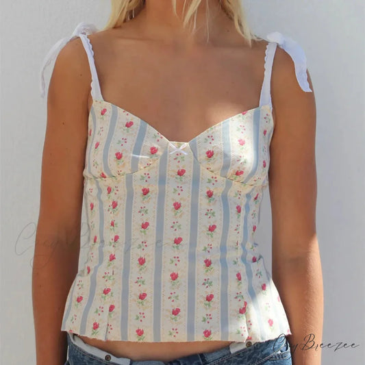 Floral Lace Frill Crop Top WHITE / S croptop-250223