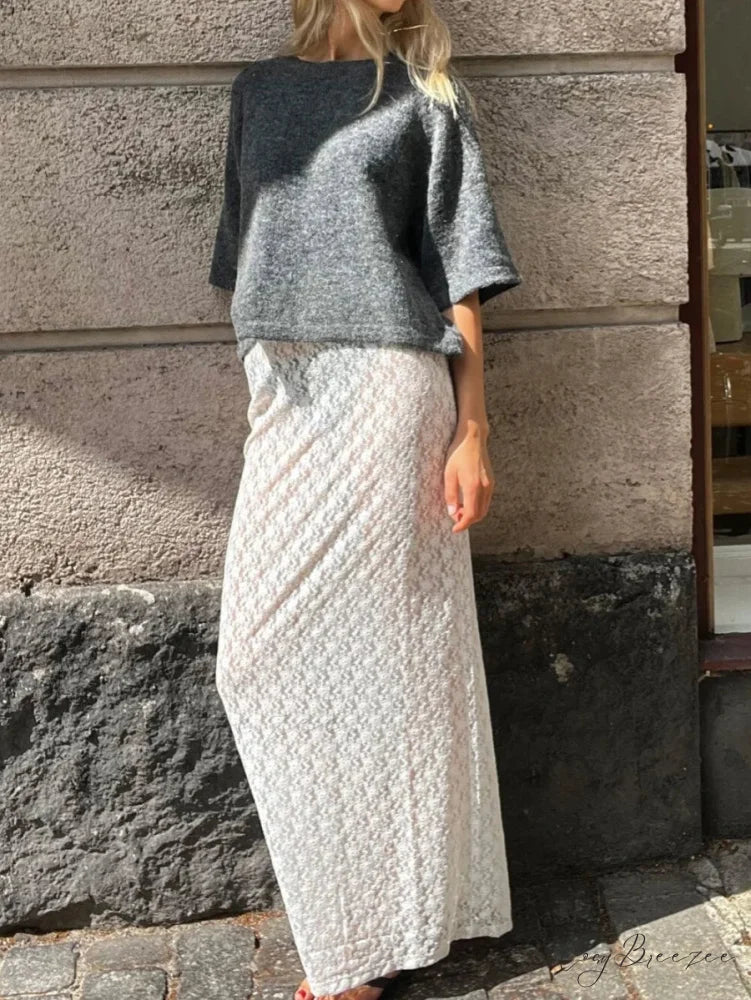 Floral Lace Low Waist Maxi Skirt skirts-250223