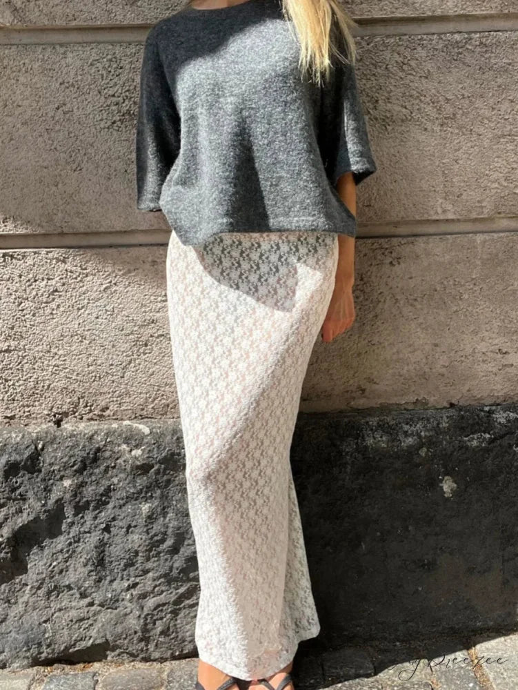 Floral Lace Low Waist Maxi Skirt WHITE / S skirts-250223