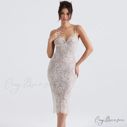 Floral Lace Ruched Tie Back Cap Sophisticated Sleeve Square Neck Mini Sundress - White S / White