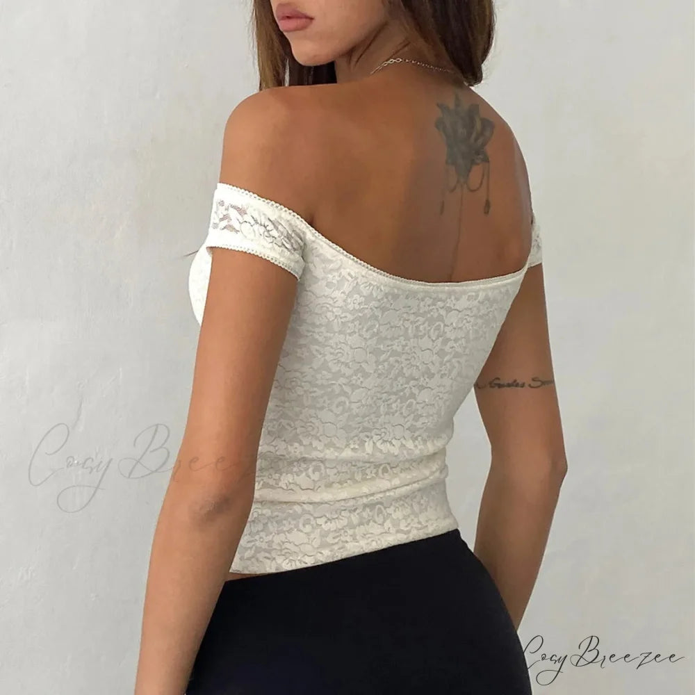 Floral Lace Wrap Milkmaid Crop Top croptop-250223