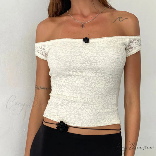 Floral Lace Wrap Milkmaid Crop Top croptop-250223