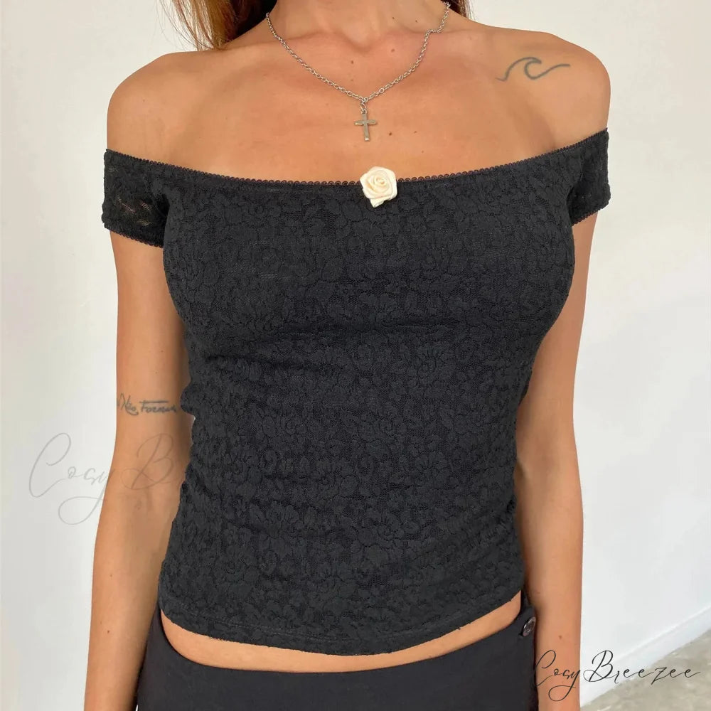 Floral Lace Wrap Milkmaid Crop Top croptop-250223