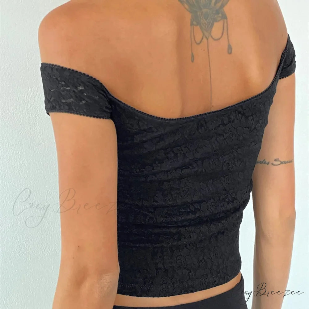 Floral Lace Wrap Milkmaid Crop Top croptop-250223
