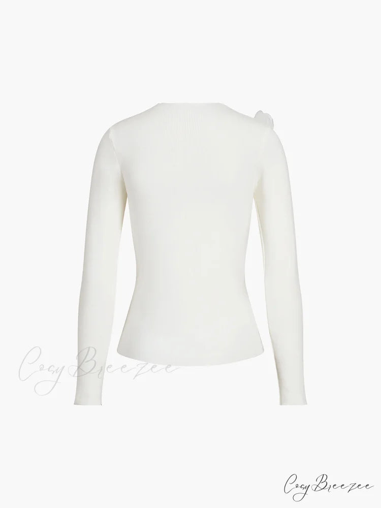 Floral Long Graceful Sleeve Knit Top