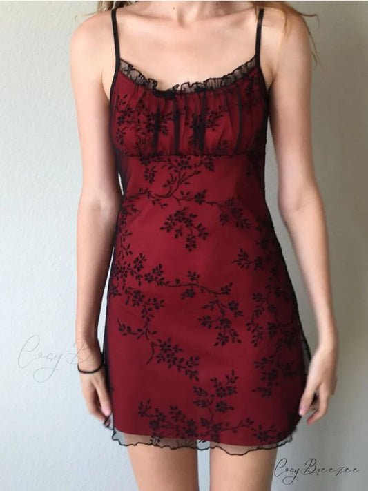 Floral Long Sleeve Crop Modern Top & Shorts Set Red / S