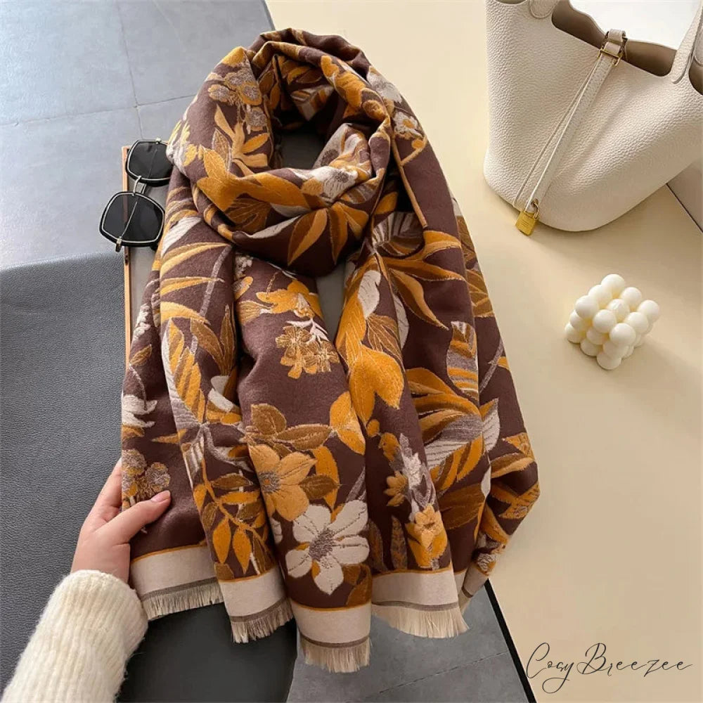 Floral Pashmina Winter Cashmere Scarf red1 scarf-241228