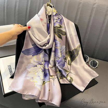 Floral Premium Silk Beach Scarf color3 / One Size scarf-241228