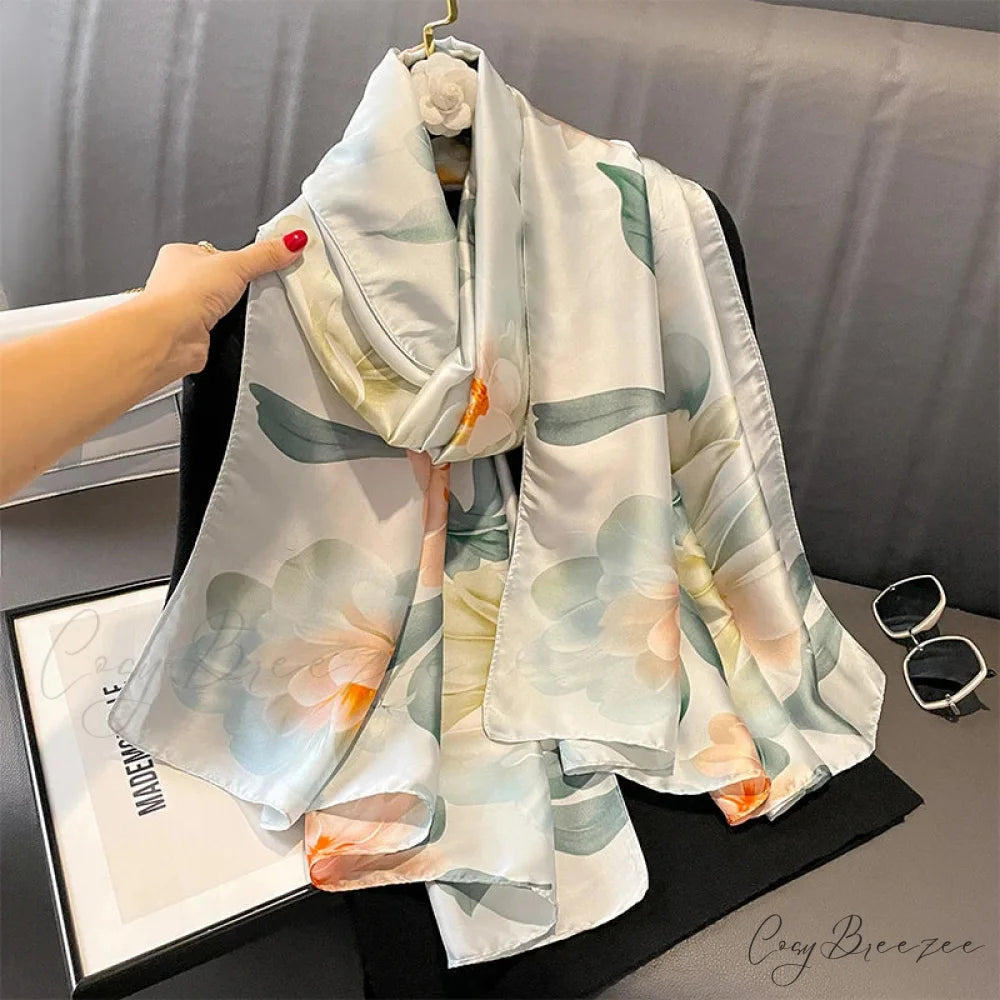 Floral Premium Silk Beach Scarf color4 / One Size scarf-241228