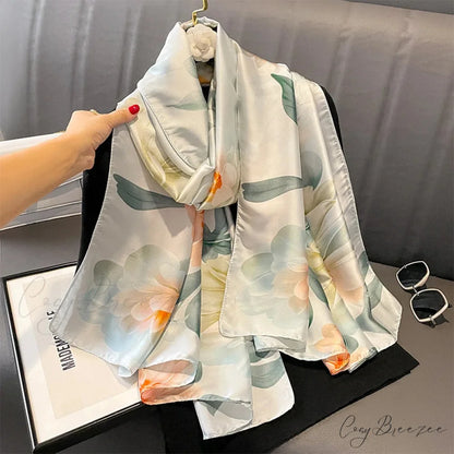 Floral Premium Silk Beach Scarf color4 / One Size scarf-241228