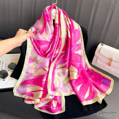 Floral Premium Silk Beach Scarf color8 / One Size scarf-241228