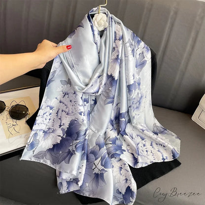 Floral Premium Silk Beach Scarf color9 / One Size scarf-241228