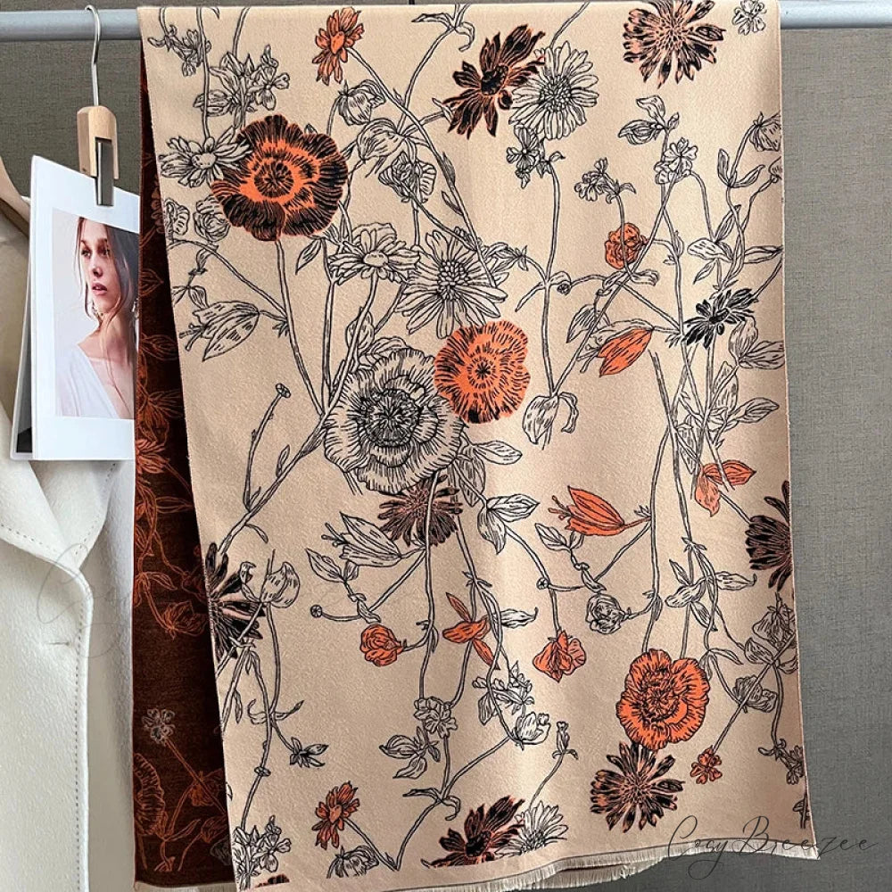 Floral Print Cashmere Pashmina Scarf scarf-241228