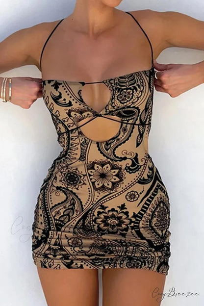 Floral Print Cutout Hip Dress Pack Black / M