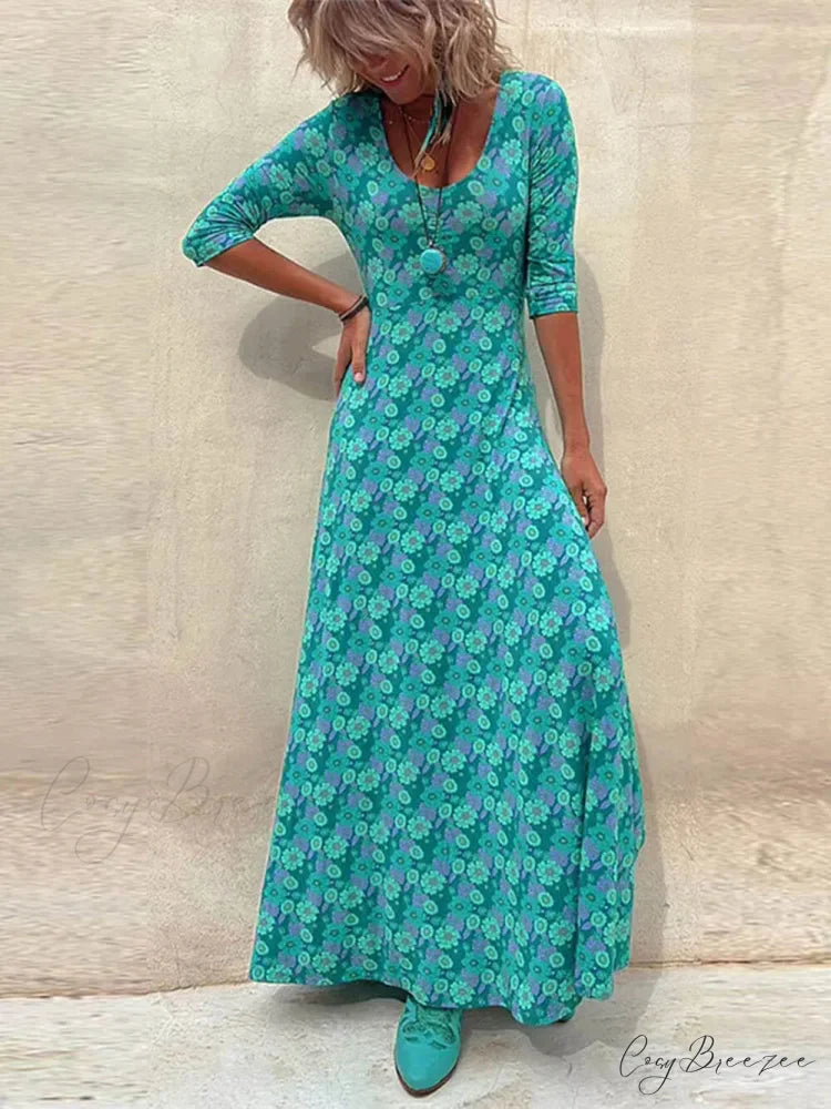 Floral Print Stylish Midi Dress