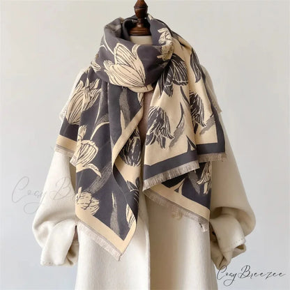 Floral Printed Cashmere Winter Pashmina Scarf scarf-241228
