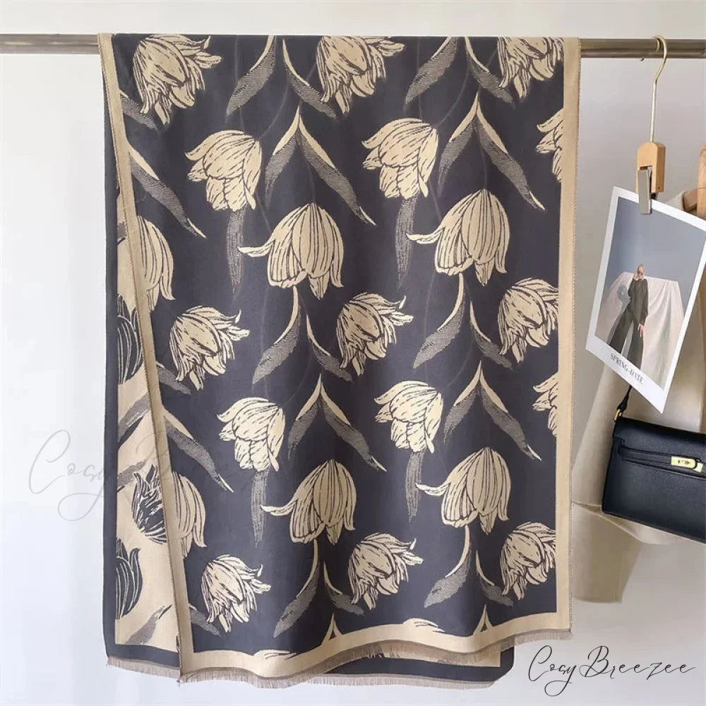Floral Printed Cashmere Winter Pashmina Scarf scarf-241228