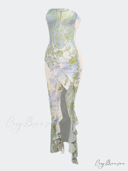 Floral Sexy Stylish Slit Maxi Dress