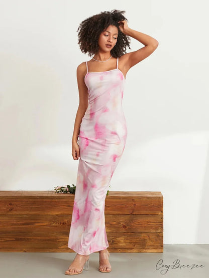 Floral Spaghetti Strap Bodycon Slip Sundress floraldress-250126