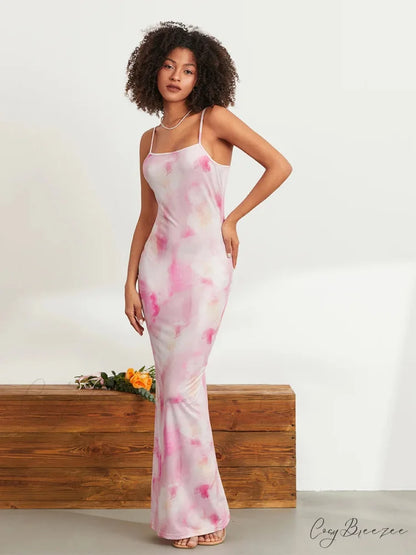 Floral Spaghetti Strap Bodycon Slip Sundress floraldress-250126