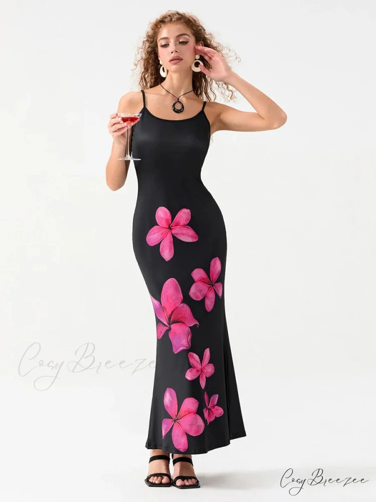 Floral Spaghetti Straps Sleeveless Slip Dress floraldress-250126