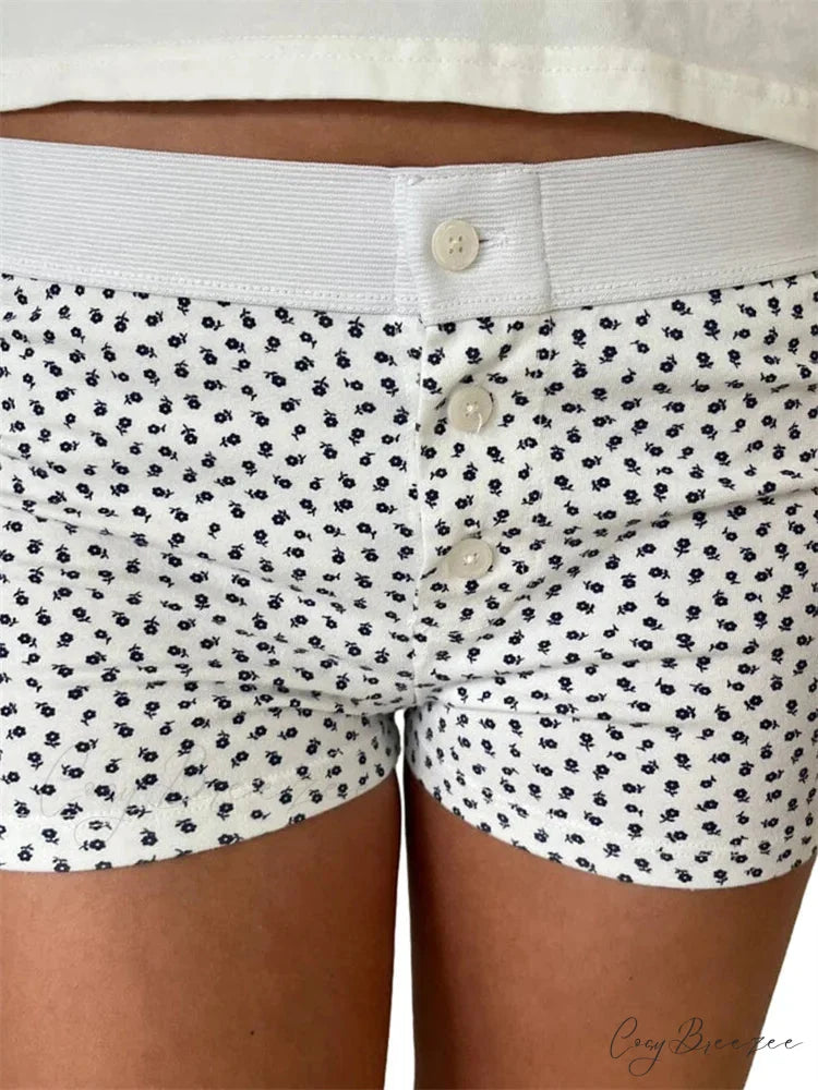 Floral Striped Pajama Sleep Shorts grey / S short-250223