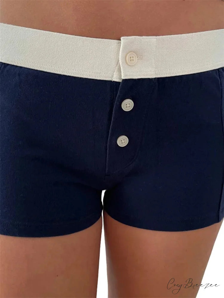 Floral Striped Pajama Sleep Shorts navy / S short-250223