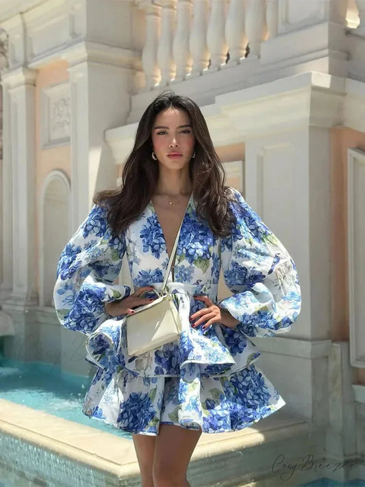 Floral V-Neck Ruffle Mini Dress floraldress-250126