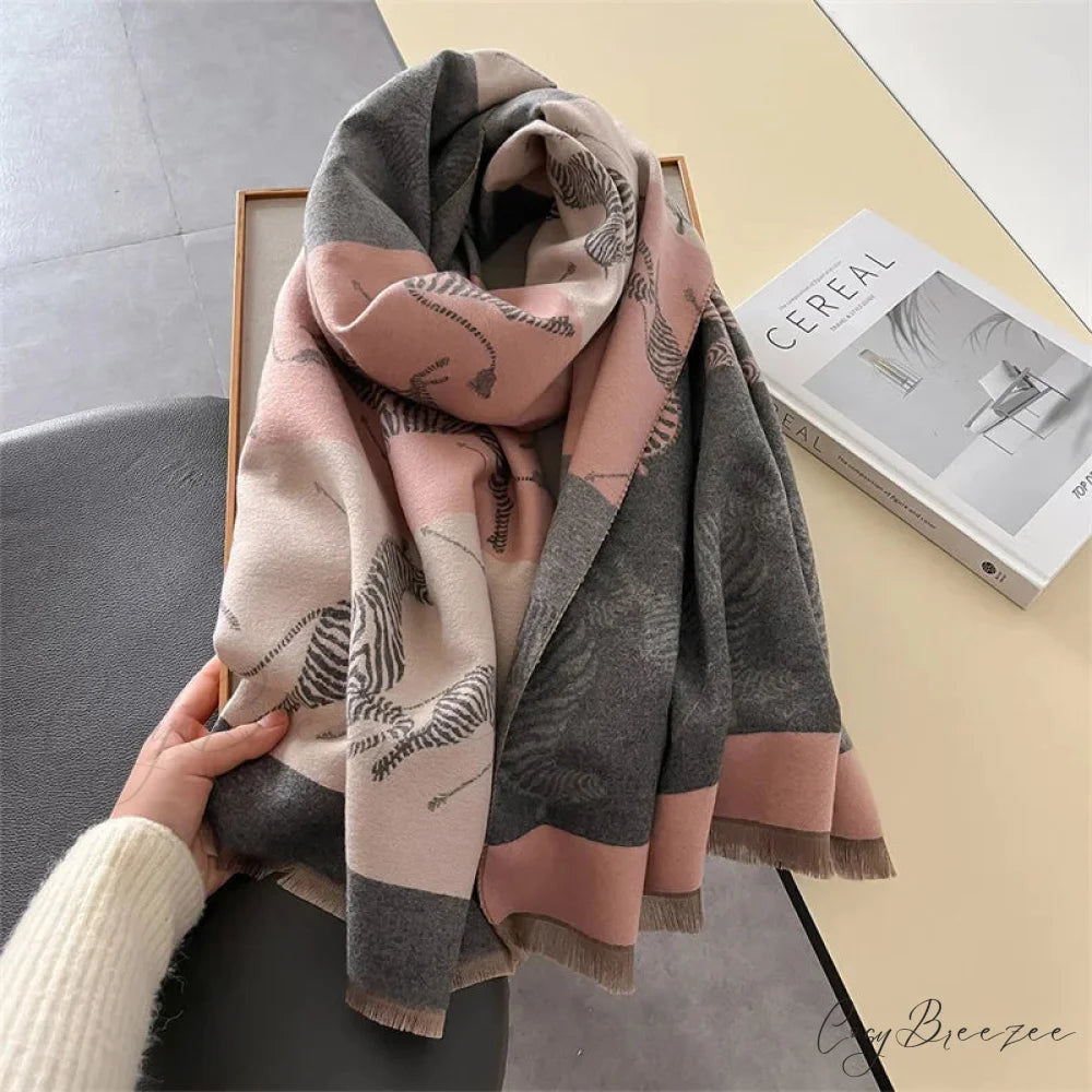 Floral Winter Cashmere Wrap Scarf scarf-241228
