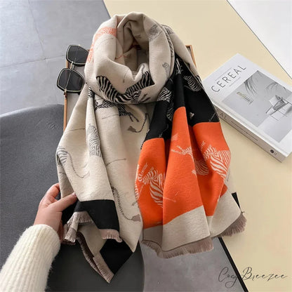 Floral Winter Cashmere Wrap Scarf black scarf-241228