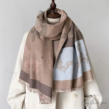 Floral Winter Cashmere Wrap Scarf grey scarf-241228