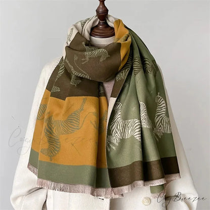 Floral Winter Cashmere Wrap Scarf orange scarf-241228