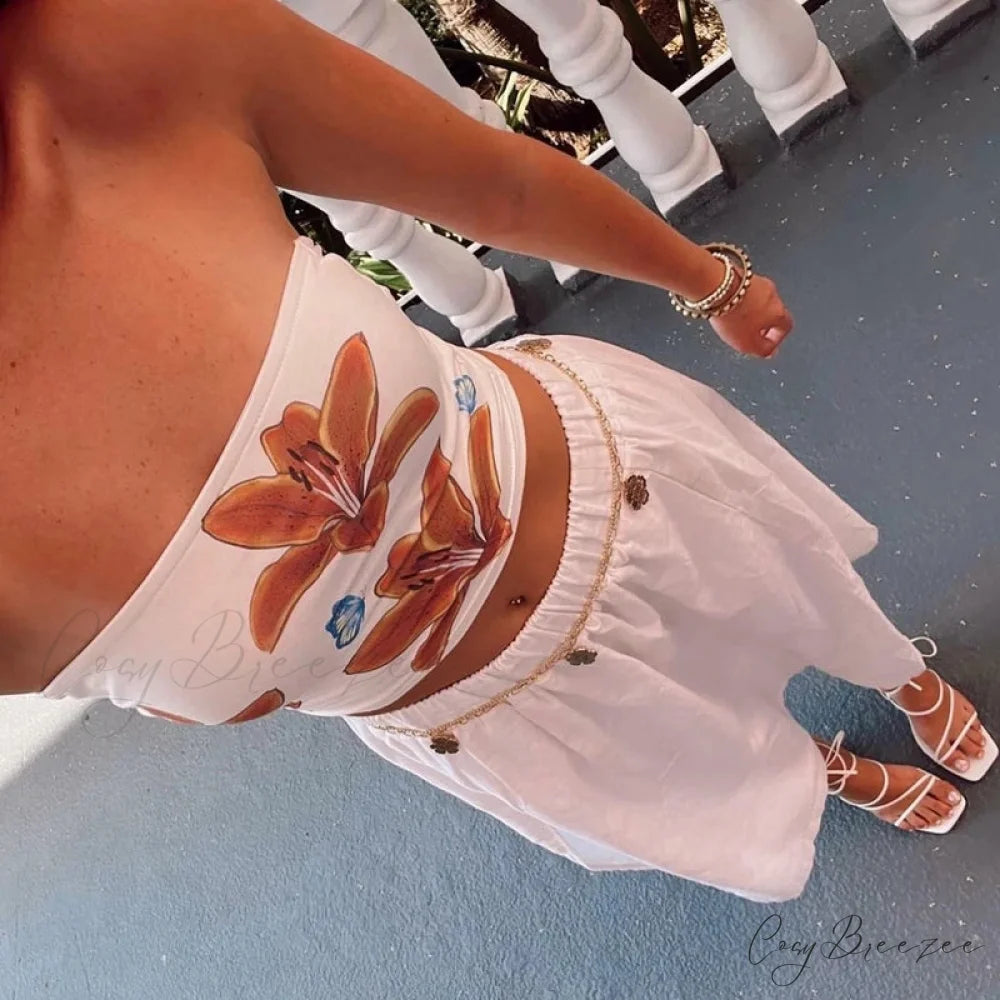 Floral Wrap Bandeau Crop Top croptop-250223