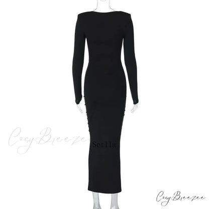 Florale Cut Out Long for Women Long Sleeve Sexy Sexy Midi Dress