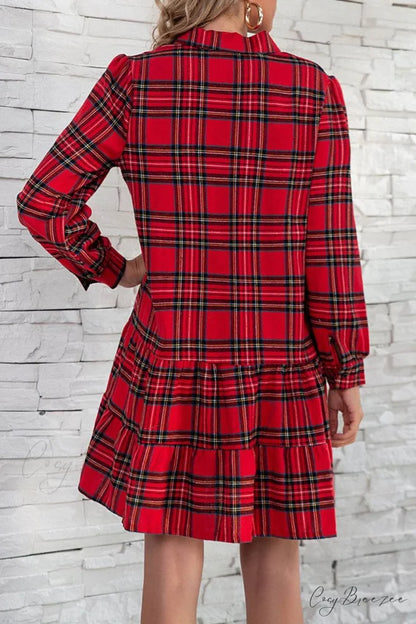 Florcoo Solid Color Trendy Ruffled Waist Mini Dress
