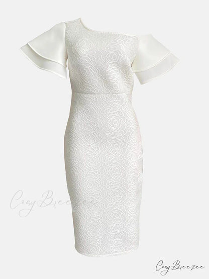 Flounce Fold Oblique Trendy Collar Pencil Dress