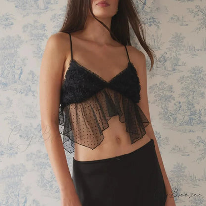 Flower Dot Patchwork Crop Top croptop-250223