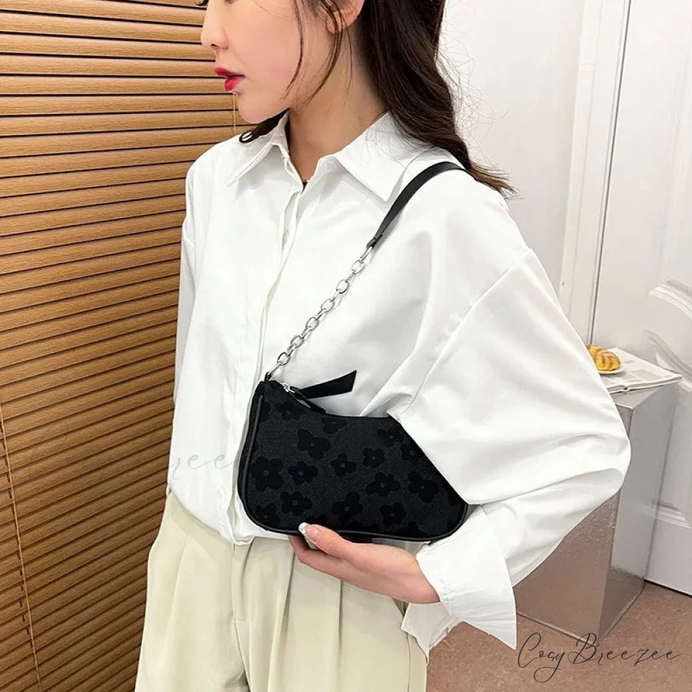 Flower Pattern Handle Underarm Shoulder Bag shoulder-250126