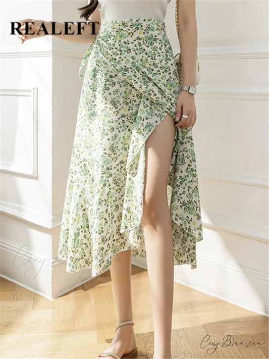Flower Print A-Line Bohemia Retro Skirt Summer Spring skirt-250126