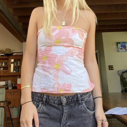 Flower Tie Backless Crop Top croptop-250223