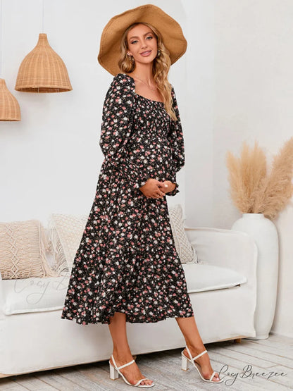 Flowered Maternity Small with Chiffon Gown Print