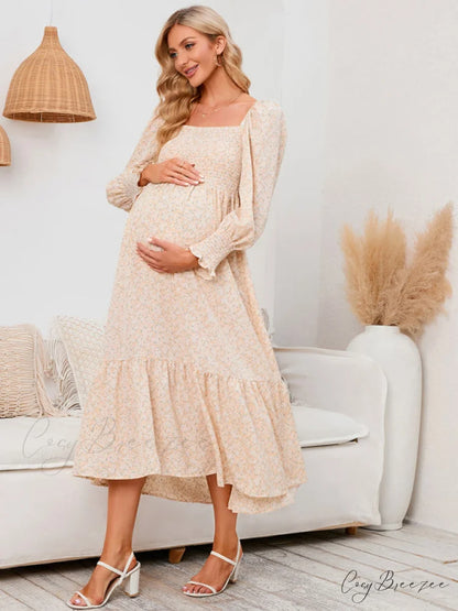 Flowered Maternity Small with Chiffon Gown Print
