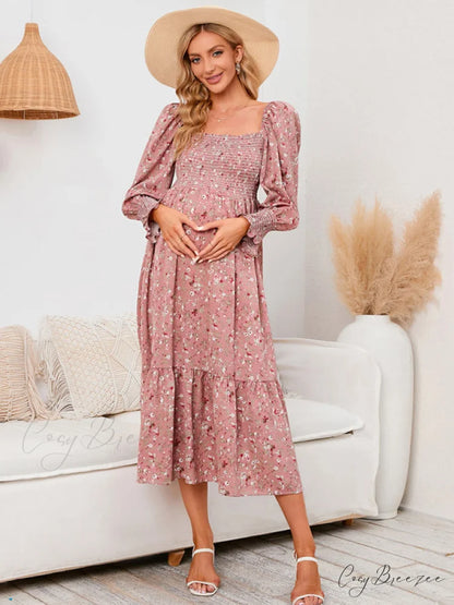Flowered Maternity Small with Chiffon Gown Print
