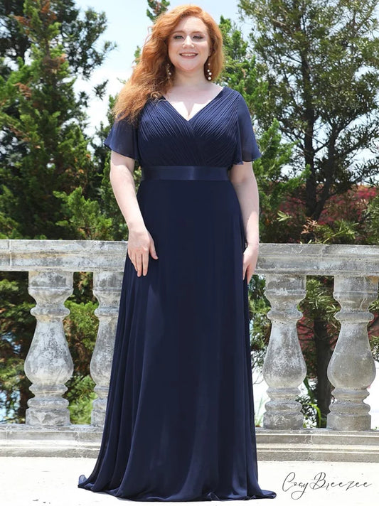Flutter Sleeve Lace Trendy Up Corset Top Navy Blue / L