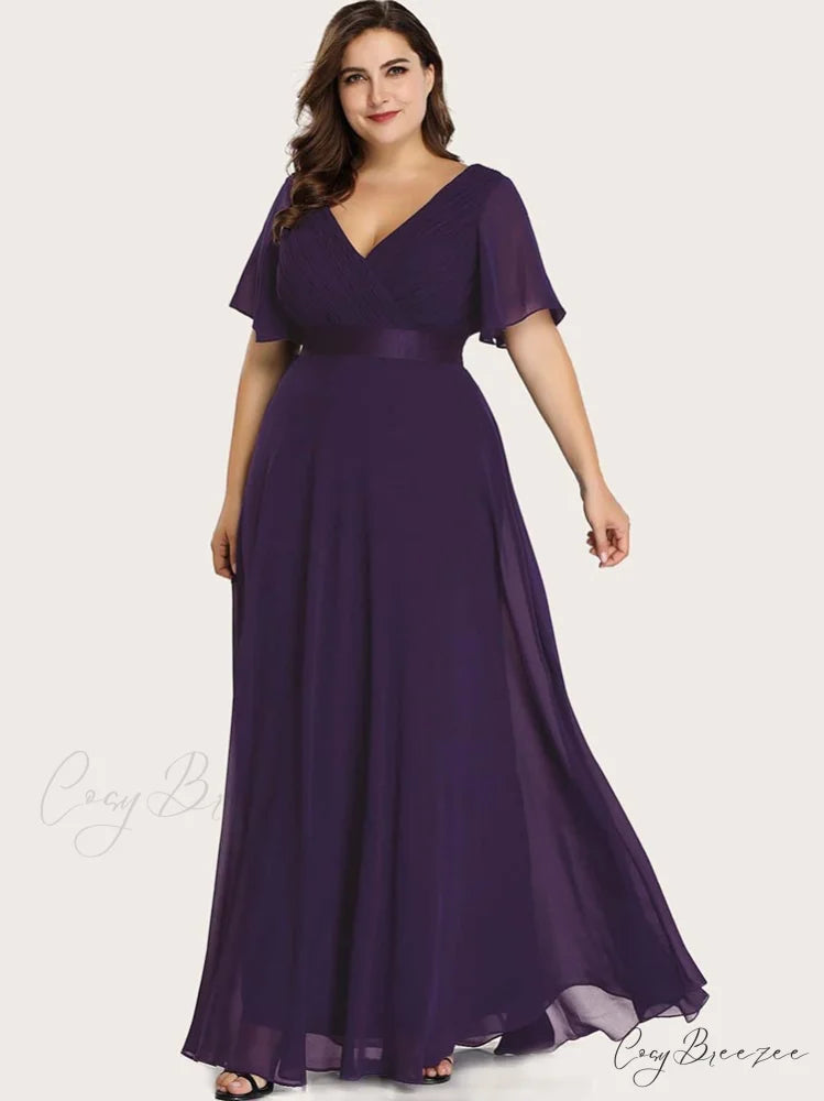 Flutter Sleeve Lace Trendy Up Corset Top Purple / L