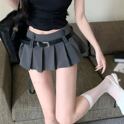 Folded Belted Party Waist Skirt skirts-250223