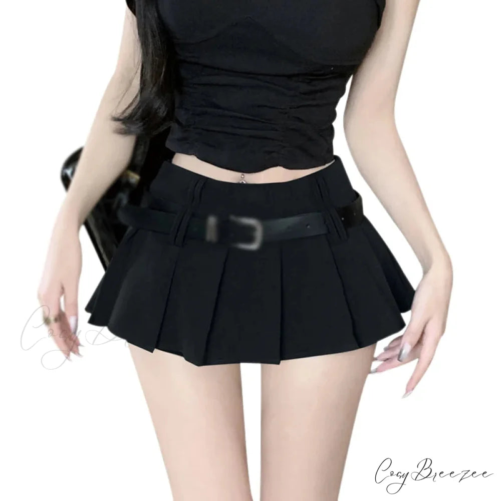 Folded Belted Party Waist Skirt skirts-250223