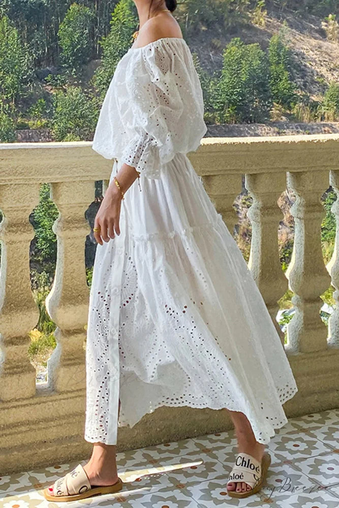 Folded White Lace with Skirt Embroidery White / M